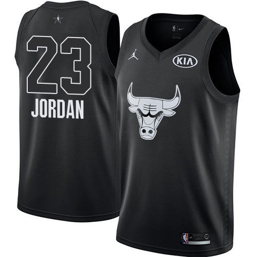 Bulls #23 Michael Jordan Black Jordan Swingman 2018 All-Star Game Jersey - Zenithce