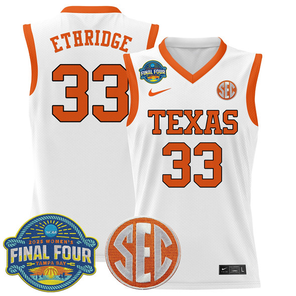 Texas Longhorns #33 Kamie Ethridge White 2025 Sec Women’s Final Four Patch Stitched Jersey - Zenithce