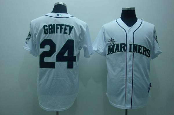 Mariners #24 Ken Griffey Stitched White Jersey - Zenithce