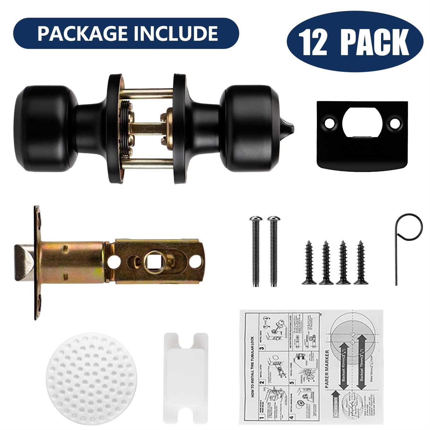 grauerhund 10 pack matte black door knobs privacy interior lock passage bedroom bathroom keyless doorknob door handle lockset - Zenithce