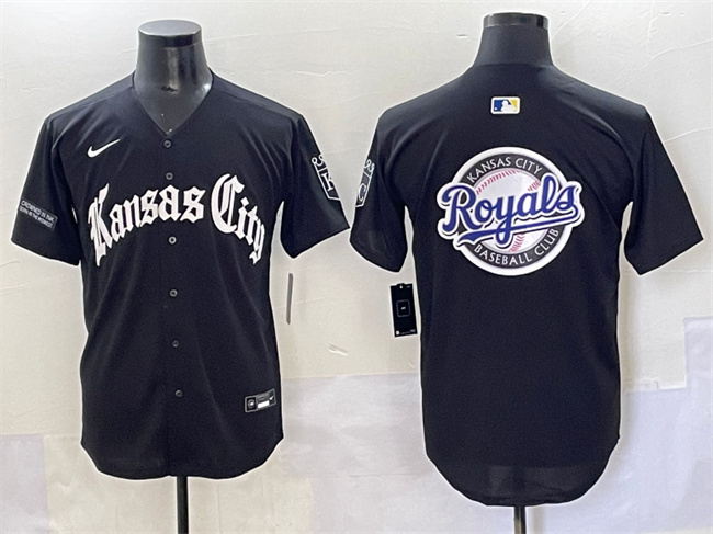 Kansas City Royals Team Big Logo Black 'Gothic Crown Edition' Vapor Premier Limited Stitched Jersey - Zenithce
