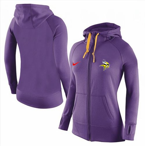 Women's Nike Minnesota Vikings Full-Zip Performance Hoodie Purple_2 - Zenithce