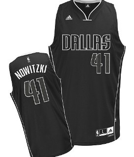 Dallas Mavericks #41 Dirk Nowitzki All Black With White Swingman Jersey - Zenithce