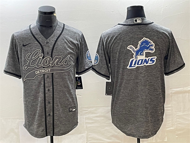 Detroit Lions Gray Team Big Logo Cool Base Stitched Jersey - Zenithce