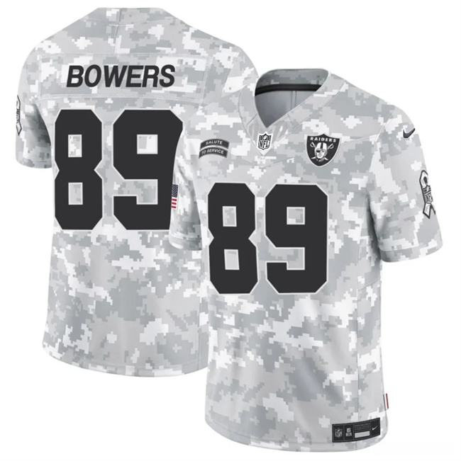 Las Vegas Raiders #89 Brock Bowers Arctic Camo 2024 F.U.S.E. Salute To Service Limited Stitched Jersey - Zenithce