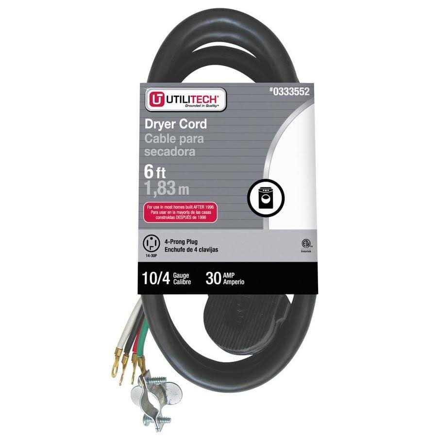 Utilitech 6-ft 3-Prong Gray Range Appliance Power Cord UTR628106 - Zenithce