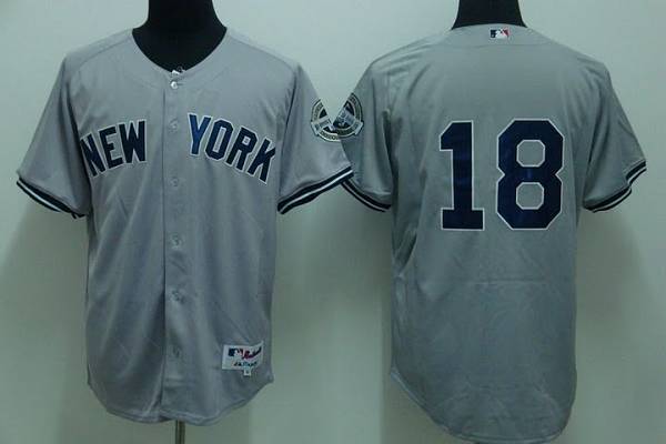 Yankees #18 Johnny Damon Stitched Grey Jersey - Zenithce