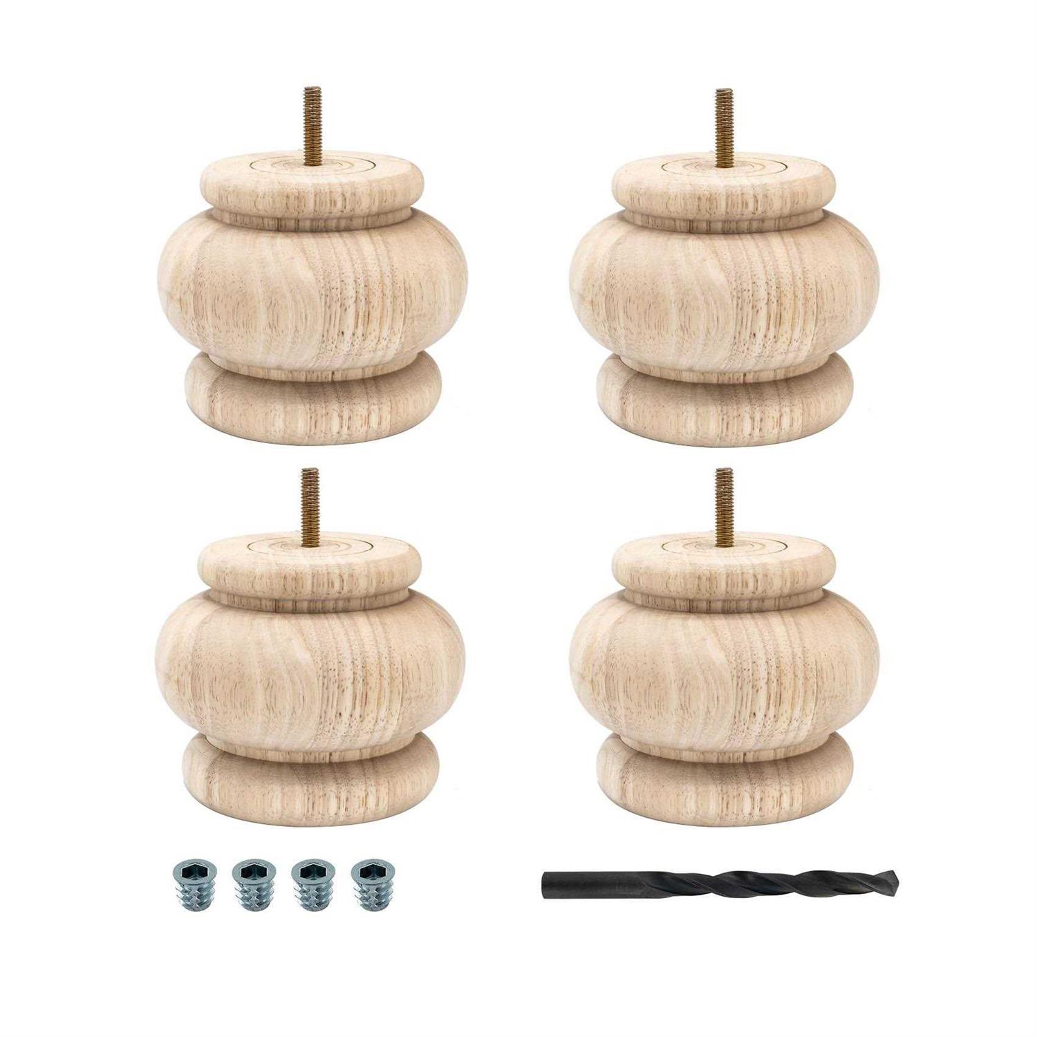 Outwater Unfinished Solid Hardwood Round Bun Foot - Zenithce