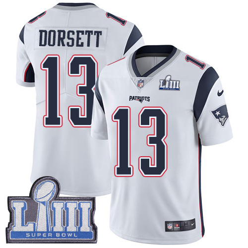 New England Patriots #13 Phillip Dorsett White Super Bowl LIII Vapor Untouchable Limited Stitched Jersey - Zenithce