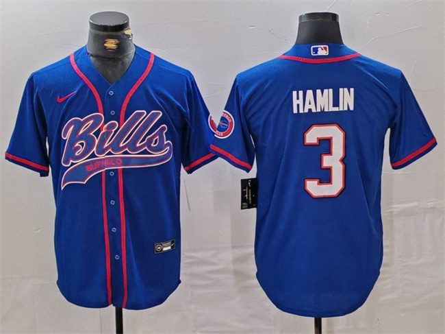 Buffalo Bills #3 Damar Hamlin Blue With Patch Cool Base Stitched Jersey - Zenithce