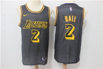Lakers #2 Lonzo Ball Black City Edition Swingman Jersey - Zenithce