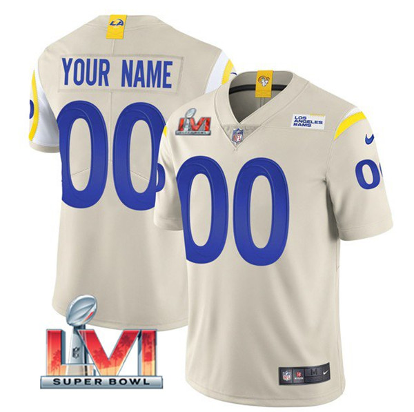 Los Angeles Rams Customized Custom 2022 Bone Super Bowl LVI Vapor Limited Stitched Jersey - Zenithce