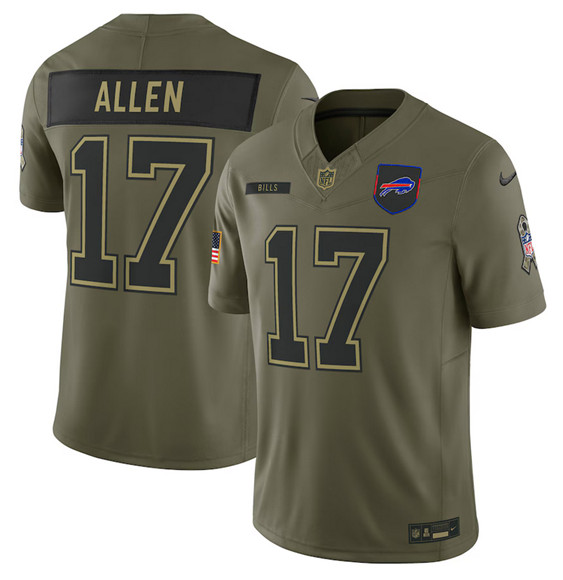 Buffalo Bills #17 Josh Allen Olive 2025 Salute to Service Limited Stitched Jersey - Zenithce