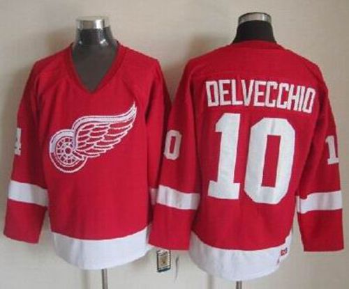 Red Wings #10 Alex Delvecchio Red CCM Throwback Stitched Jersey - Zenithce