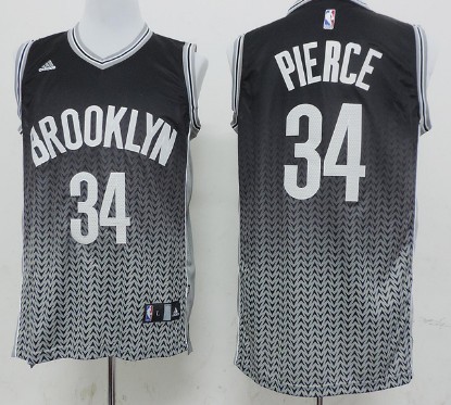 Brooklyn Nets #34 Paul Pierce Black/White Resonate Fashion Jersey - Zenithce