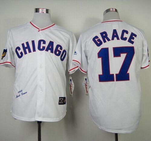 Mitchell And Ness 1968 Cubs #17 Mark Grace White Throwback Stitched Jersey - Zenithce