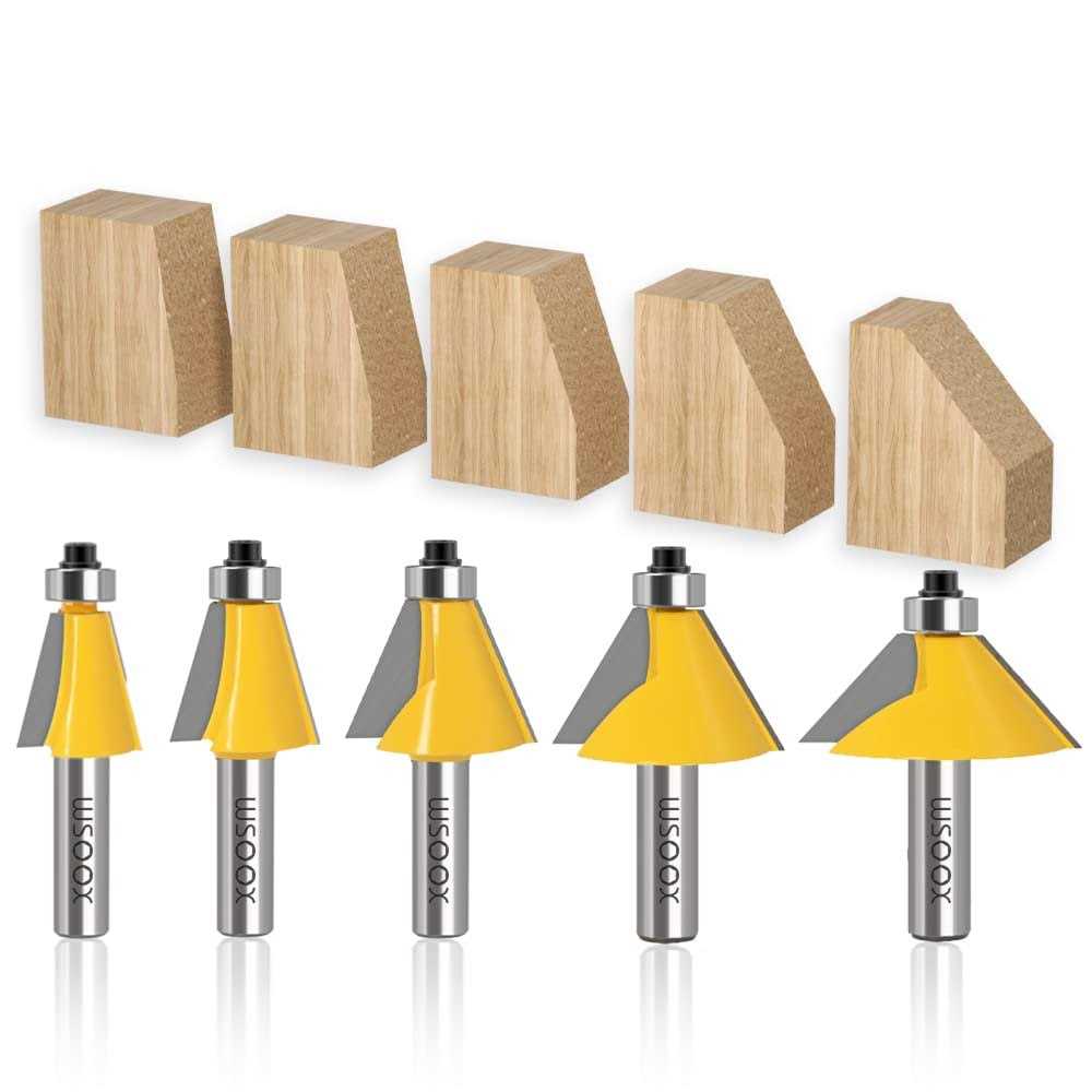 WSOOX 5PCS Chamfer Router bits Shank Bevel Edge Forming Router bits - Zenithce
