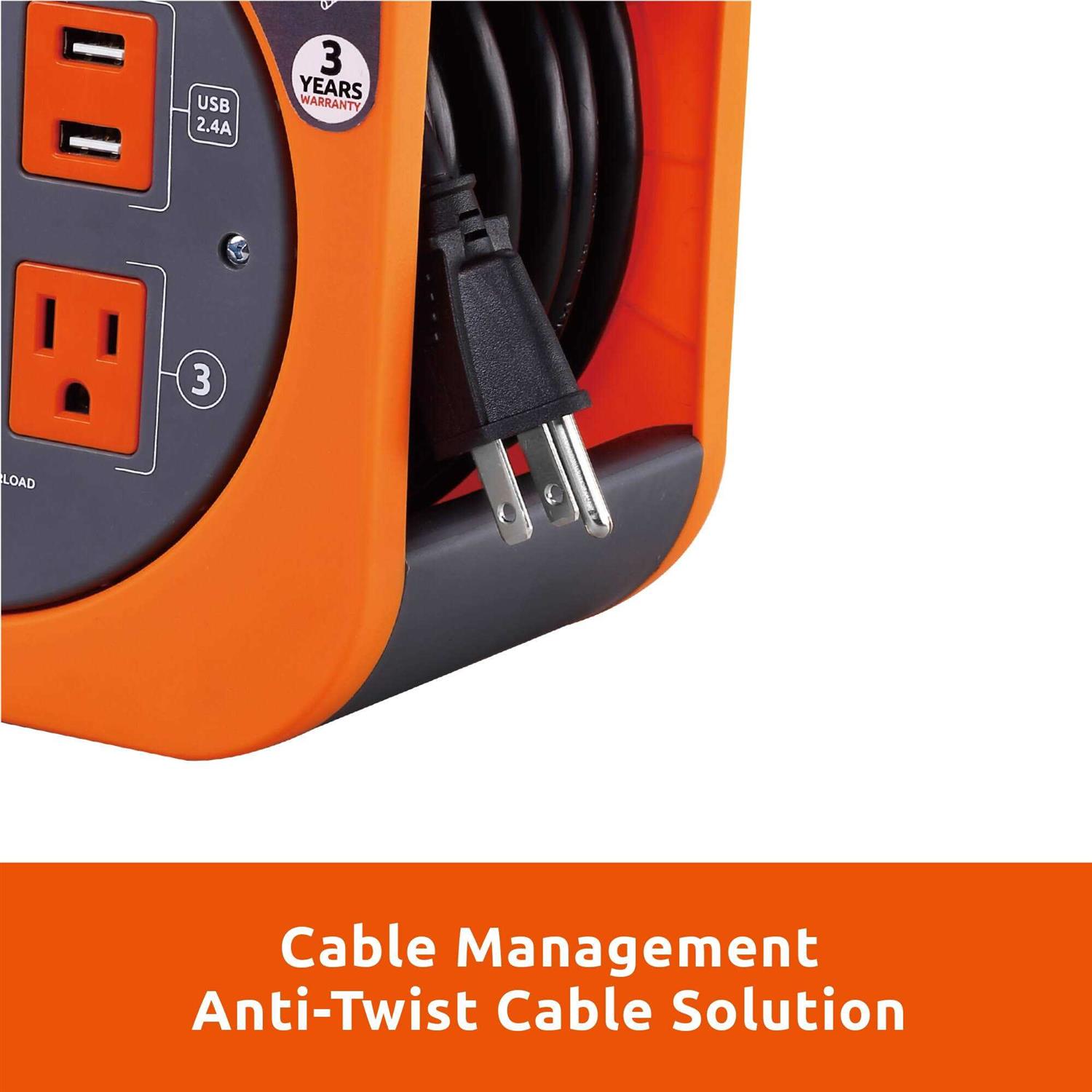 Link2Home 20 Ft. Extension Cord Reel with 4 Power Outlets - Zenithce