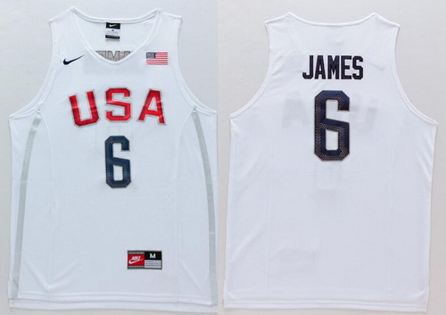 2016 Olympics Team USA #6 LeBron James Revolution 30 Swingman White Jersey - Zenithce