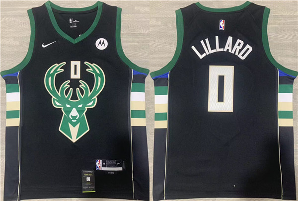 Milwaukee Bucks #0 Damian Lillard Black Stitched Jersey - Zenithce