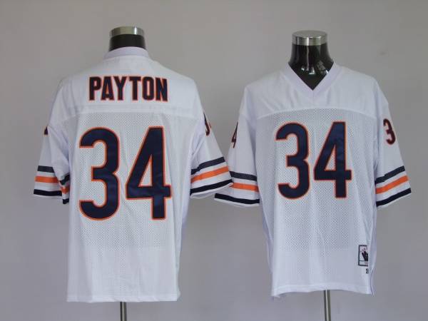 Mitchell Ness Bears #34 Walter Payton White Stitched Throwback Jersey - Zenithce