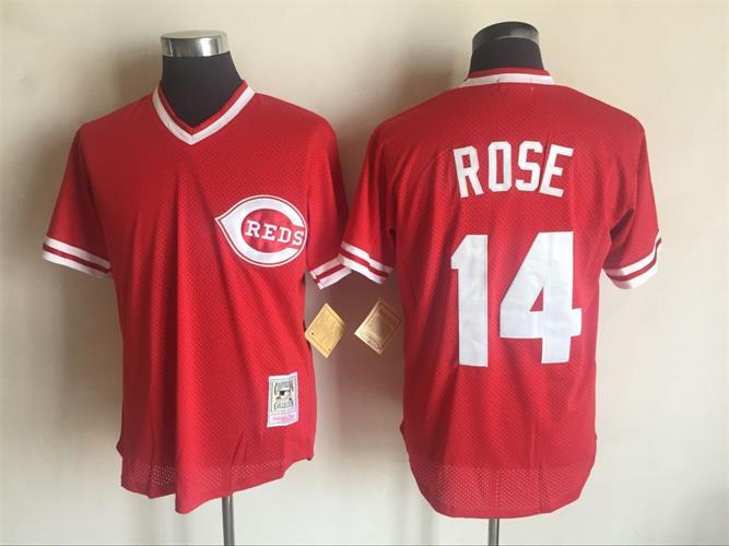 Cincinnati Reds #14 Pete Rose Mitchell And Ness Red Throwback Stitched Jersey - Zenithce