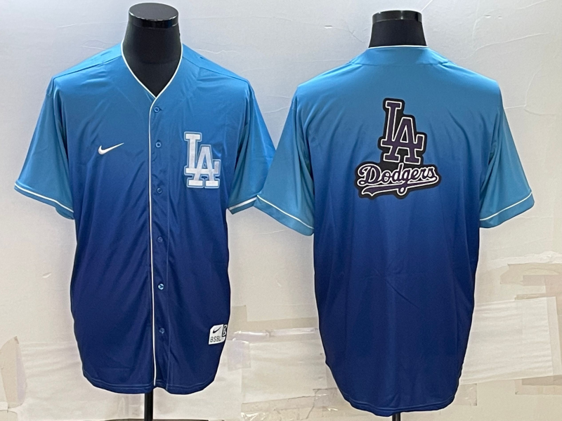 Los Angeles Dodgers Blue Team Big Logo Cool Base Stitched Jersey - Zenithce