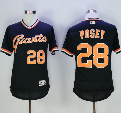 Giants #28 Buster Posey Black Flexbase Authentic Collection Cooperstown Stitched Jerseys - Zenithce