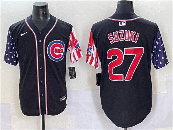 Chicago Cubs #27 Seiya Suzuki Black 2025 Independence Day Vapor Premier Limited Stitched Jersey - Zenithce