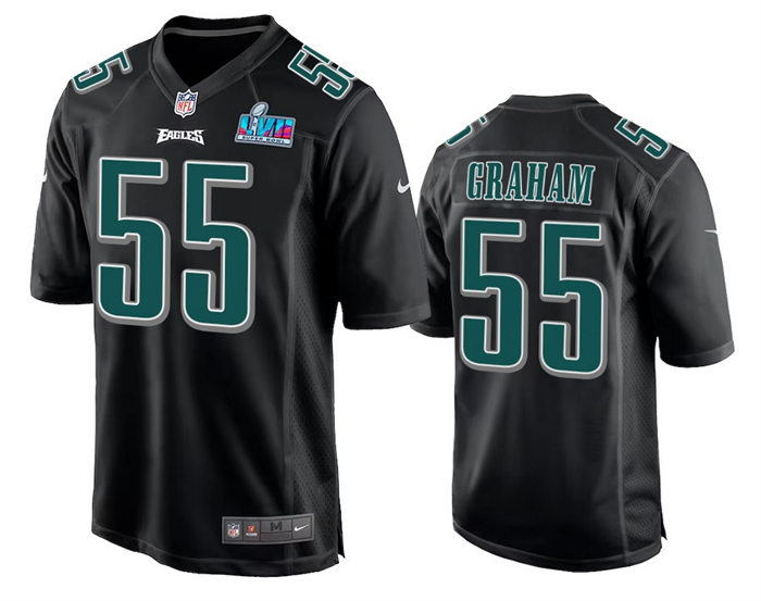 Philadelphia Eagles #55 Brandon Graham Black Super Bowl LVII Patch Stitched Game Jersey - Zenithce