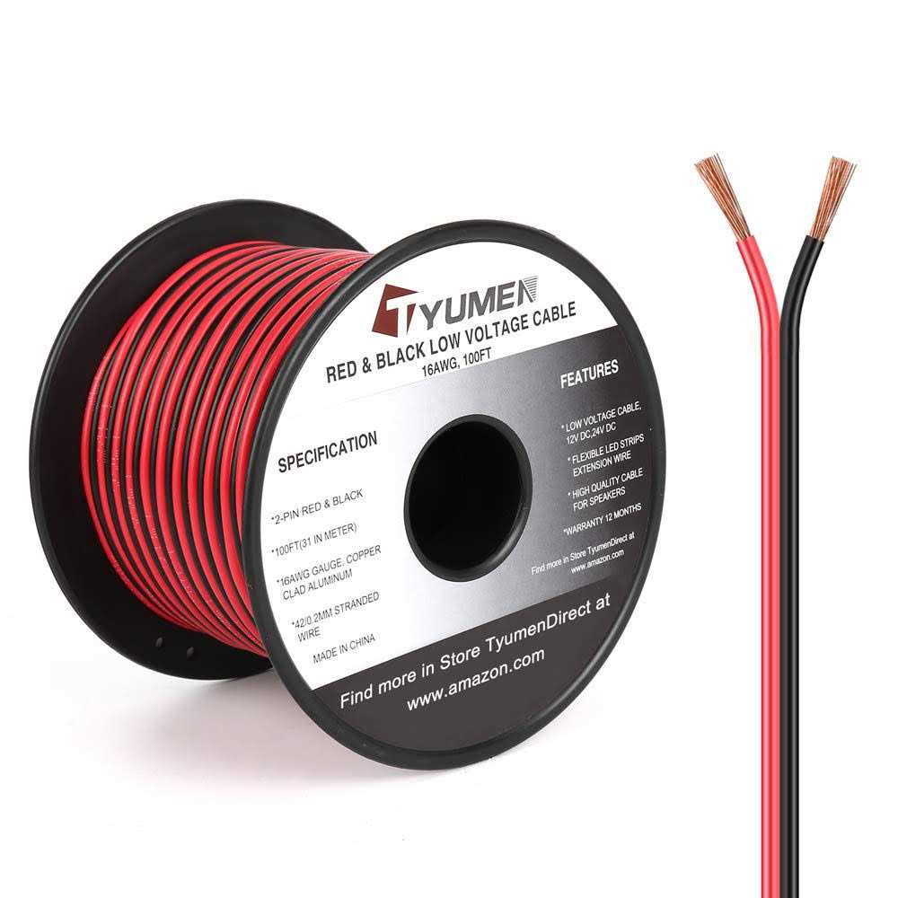 Tyumen 100ft Gauge 2pin 2 Color Red Black Cable Hookup Electrical Wire LED Strips Extension Wire 12v/24v DC Cable - Zenithce