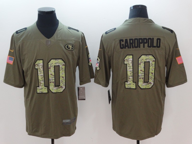 San Francisco 49ers #10 Jimmy Garoppolo Green Camo Salute To Service Limited Stitched Jersey - Zenithce