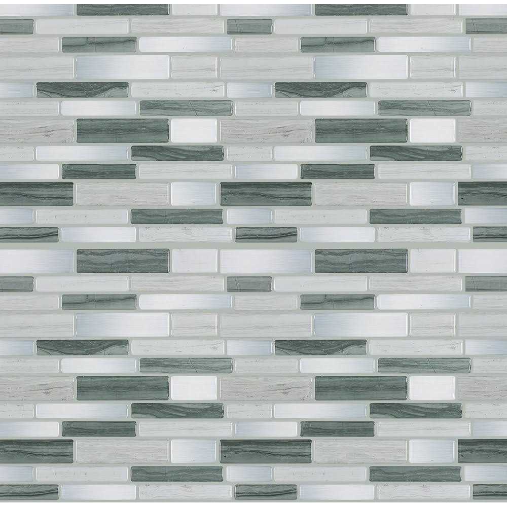 Peel&Stick Mosaics Golden Oasis Beige and Gold 11-in x 13-in Matte PVC Linear Stone Look Peel and Stick Wall Tile LWPS191023 - Zenithce