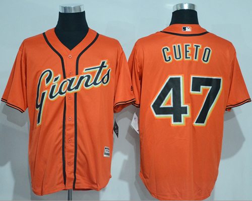 Giants #47 Johnny Cueto Orange New Cool Base Alternate Stitched Jersey - Zenithce