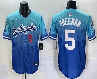 Los Angeles Dodgers #5 Freddie Freeman Blue 2025 City Connect Limited Stitched Jersey - Zenithce