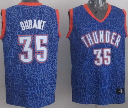 Oklahoma City Thunder #35 Kevin Durant Blue Leopard Print Fashion Jersey - Zenithce