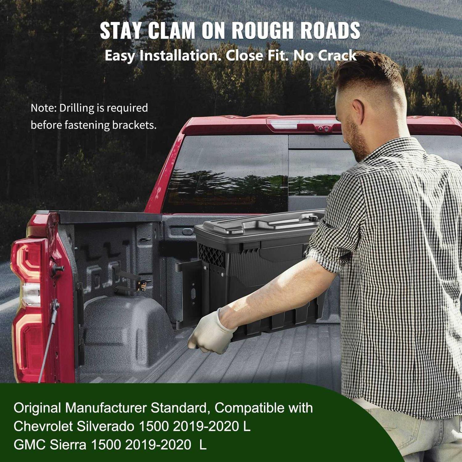 VEVOR Truck Bed Storage Box Lockable Lid Waterproof ABS Wheel Well Tool Box 6.6 Gal/20 L - Zenithce