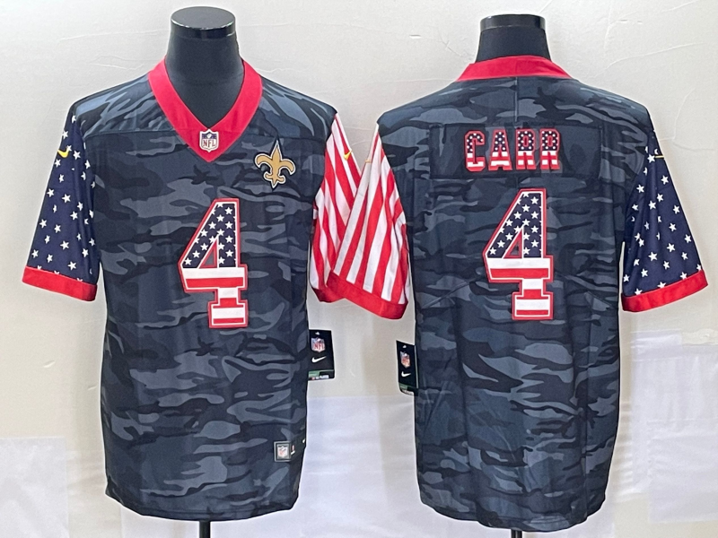 New Orleans Saints #4 Derek Carr Camo USA Flag Limited Stitched Jersey - Zenithce