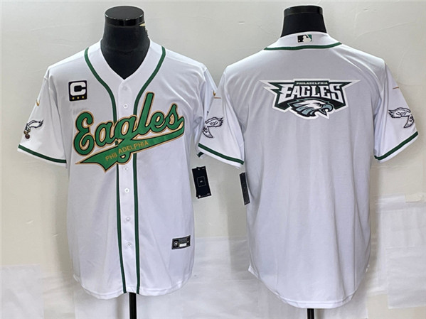 Philadelphia Eagles White Gold With C Patch Team Big Logo Cool Base Stitched Jersey - Zenithce