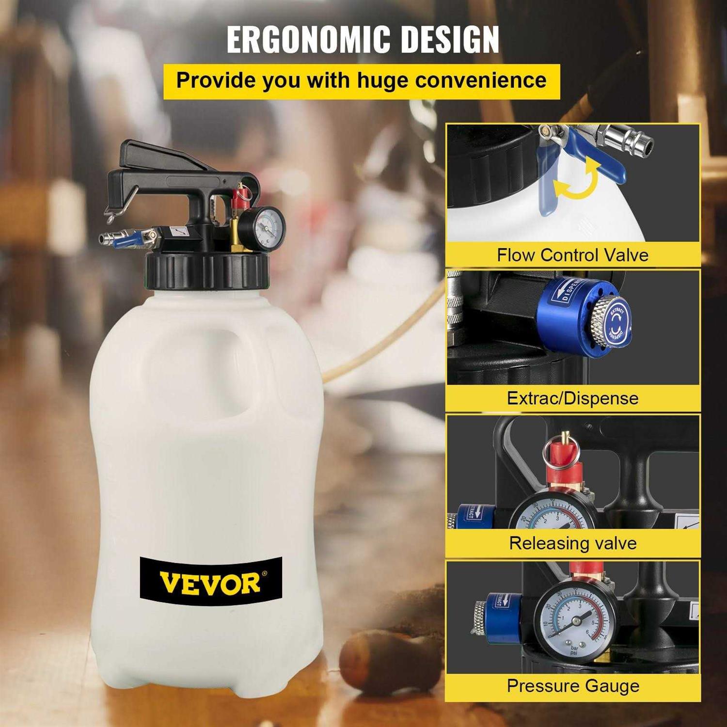 VEVOR Transmission Fluid Pressure Bleeder Large Capacity Transmission Oil Replacement Tool Set ATF Filler Adapters Transmission Oil QCBS - Zenithce