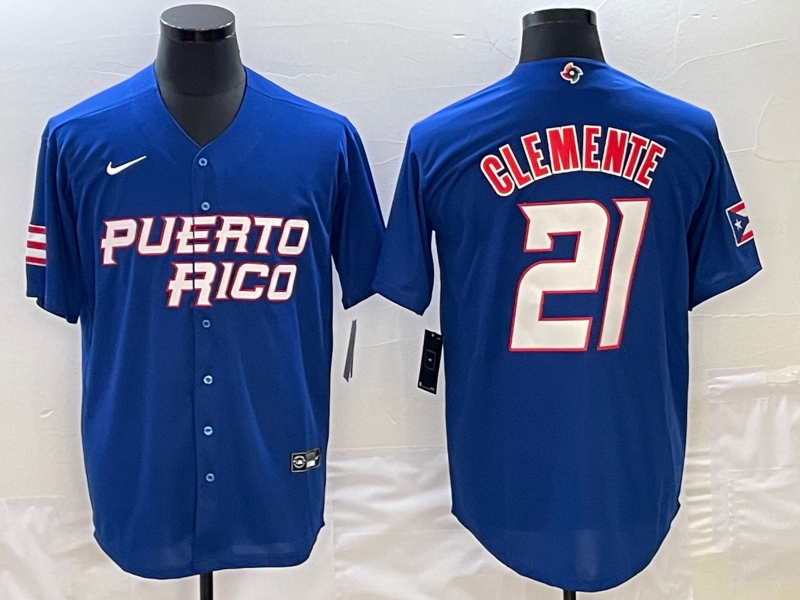 Puerto Rico #21 Roberto Clemente 2023 Royal World Classic Stitched Jersey - Zenithce