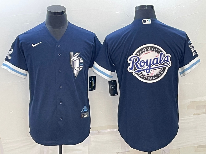 Kansas City Royals Navy Team Big Logo City Connect Cool Base Stitched Jersey - Zenithce