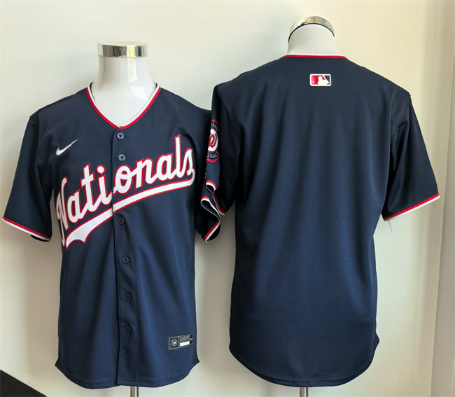 Washington Nationals Blank Navy Stitched Jersey - Zenithce