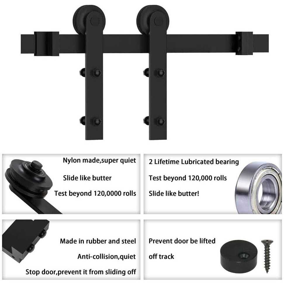 WINSOON Sliding Barn Door Hardware Kit 7.5ft Track for Double Doors - Zenithce