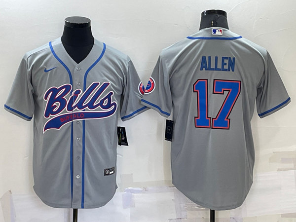 Buffalo Bills #17 Josh Allen Gray Cool Base Stitched Baseball Jersey - Zenithce