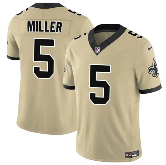 New Orleans Saints #5 Kendre Miller Gold 2025 F.U.S.E. Alternate Vapor Limited Stitched Jersey - Zenithce