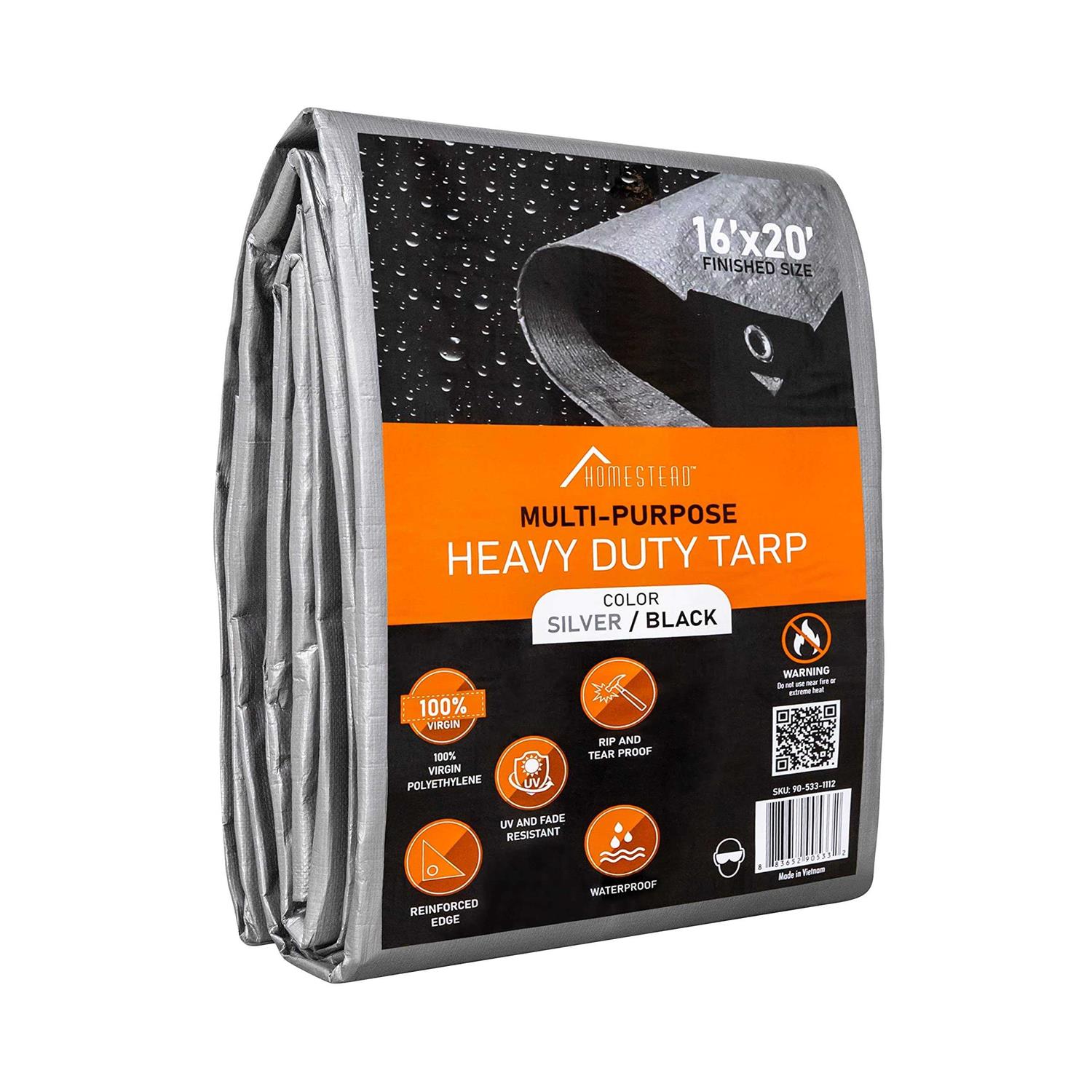 HOMESTEAD Heavy Duty 12 Mil Tarp Cover with Metal Grommets and Reinforced Edges - Zenithce