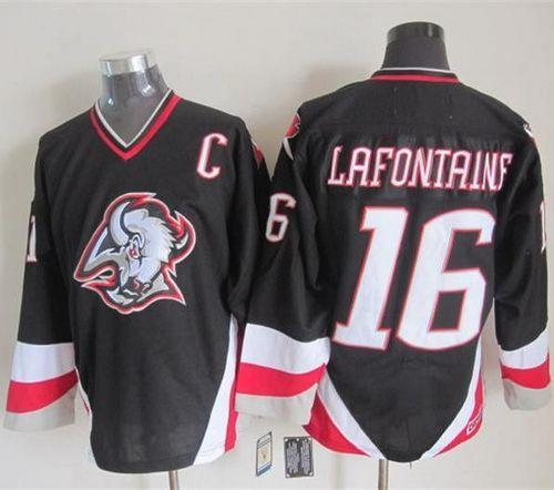 Sabres #16 Pat Lafontaine Black CCM Throwback Stitched Jersey - Zenithce