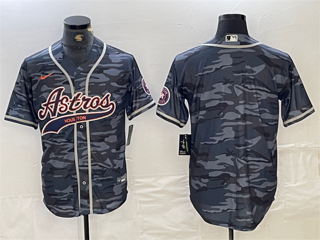 Houston Astros Blank Gray Camo With Patch Cool Base Stitched Jersey - Zenithce