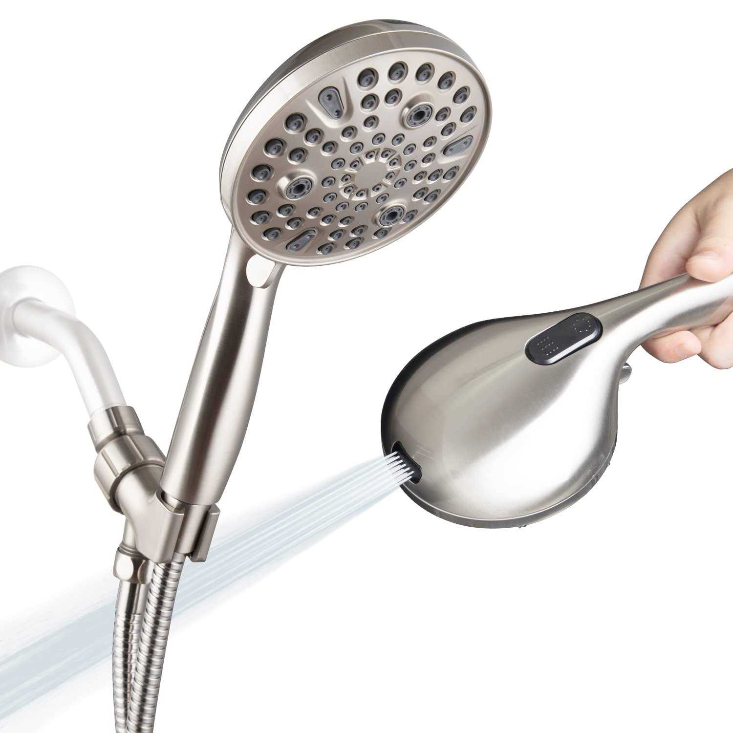 High Pressure Handheld Shower Head Briout 5-Settings Powerful Water Spray Shower Head against Low Pressure Water Flow with Stainless Hose and - Zenithce